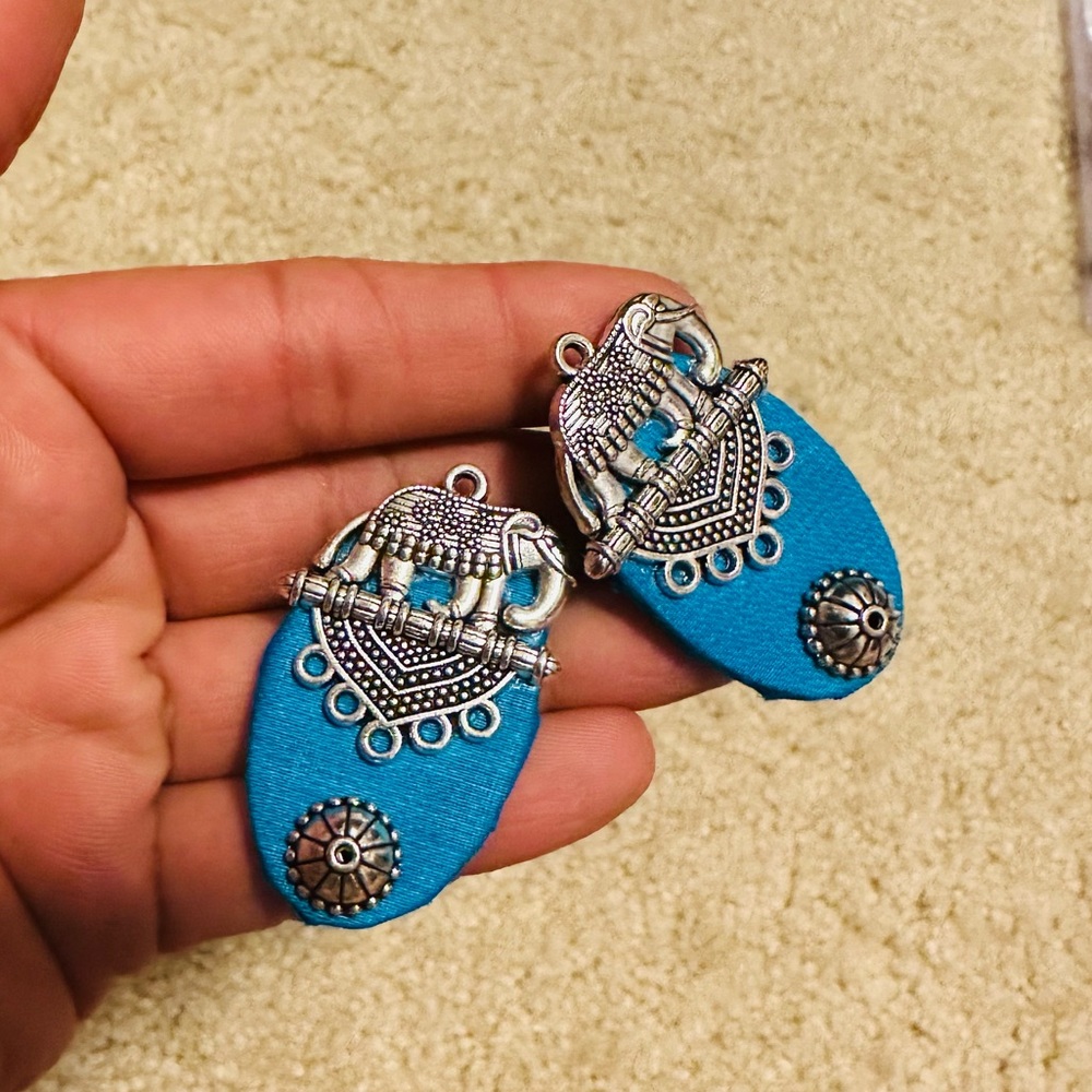 Beautiful cloth Jewelry- Earrings in Blue